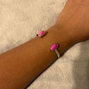 Kendra Scott Elton Gold Cuff Bracelet in hot pink glass